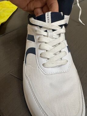Men's White and Navy Casual Lace-Up Sneakers